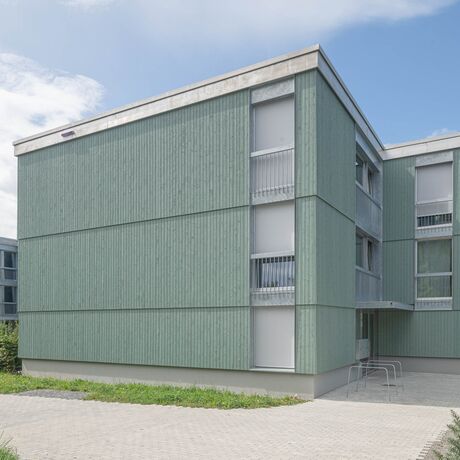 Gebr. Eisenring AG, 5-0318, Fassade, nord. Fichte, Sichtnut 21/110, sägeroh, Schlammfarbe Farbton NCS S 4010-G10Y Art. 649