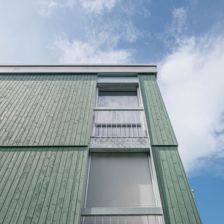 Gebr. Eisenring AG, 5-0318, Fassade, nord. Fichte, Sichtnut 21/110, sägeroh, Schlammfarbe Farbton NCS S 4010-G10Y Art. 649