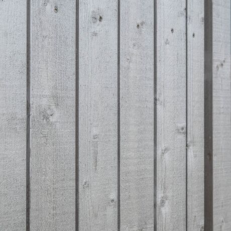 Gebr. Eisenring AG, 5-0373, Fassade, nord. Fichte, Sichtnut 21/85, sägeroh, vorvergraut Perlmutt 50